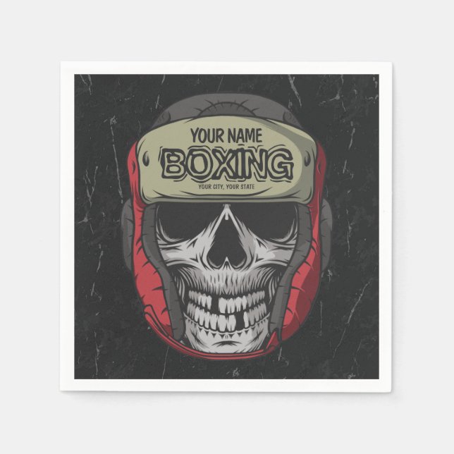 Serviette En Papier Boxer Fight Club Skeleton Boxer Gym (Devant)