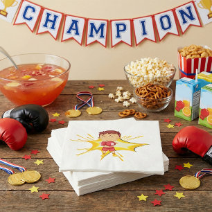 Serviette En Papier Boxer pour enfants en gants et shorts rouges