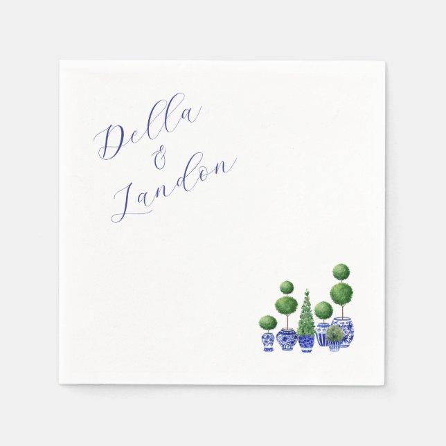 Serviette En Papier Boxwood Blue - Papier à cocktails Napkin (Devant)