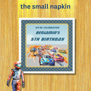 Serviette En Papier Boy Auto Racing Thème 5ème anniversaire