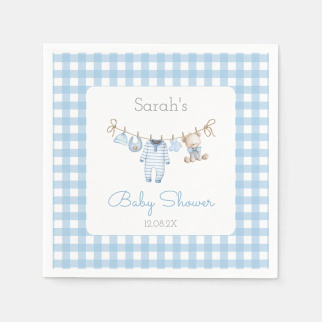 Serviette En Papier Boy Bear Baby Shower (Devant)