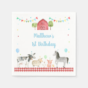 Serviette En Papier Boy Farm Barnyard Anniversaire