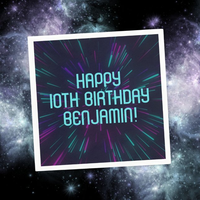 Serviette En Papier Boy Neon Turquoise Glow Party (Créateur téléchargé)