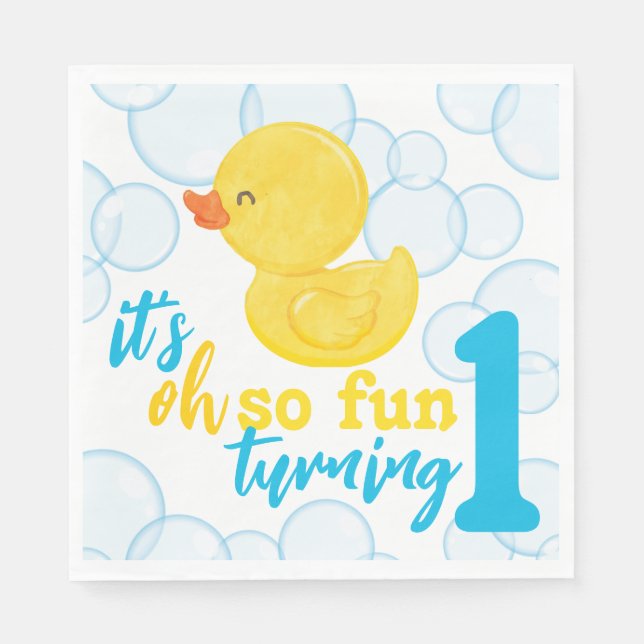Serviette En Papier Boy Rubber Ducky Turner Un Premier Anniversaire (Devant)
