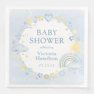 Serviette En Papier Boy Watercolor Baby shower arc-en-ciel