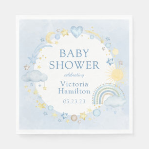 Serviette En Papier Boy Watercolor Baby shower arc-en-ciel