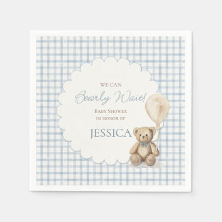 Serviette En Papier Boy We Can Bearly Wait Teddy Bear Baby Shower