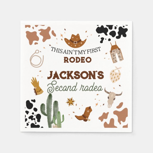 Serviette En Papier Boys Ain't My First Rodeo Cowboy 2e anniversaire (Devant)
