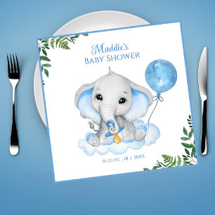 Serviette En Papier Boys Baby shower d'éléphant aquarelle