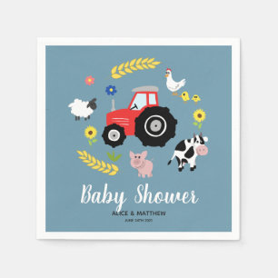 Serviette En Papier Boys Cute Farm Animaux Tractor Baby shower de dess