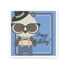 Boys Hipster Mister Panda Bear Anniversaire