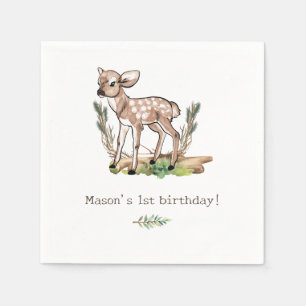 Serviette En Papier Boy's Oh Deer Woodland Baby Deer Birthday