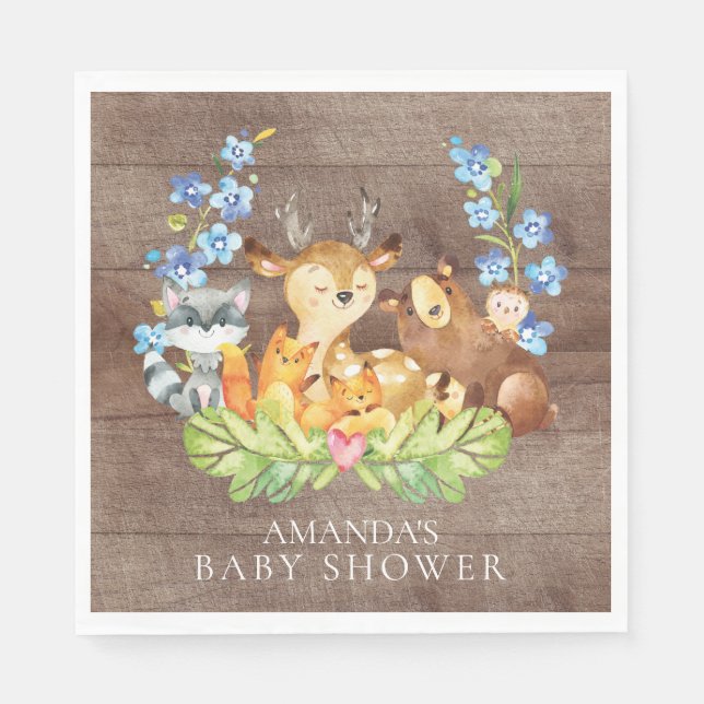 Serviette En Papier Boys Woodland Baby shower papier serviettes (Devant)