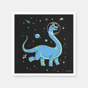 Serviette En Papier Brachiosaurus Bleu Dinos Dans L'Espace