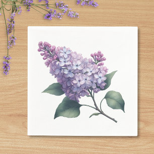 Serviette En Papier Branche de Fleur de Lilas Élégante Joli Cocktail