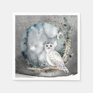Serviette En Papier Branche de la lune de neige hivernale Mariage d'aq