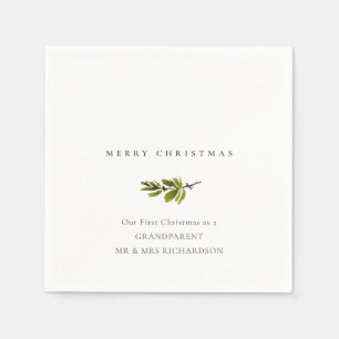 Serviette En Papier Branche de pin minimal Notre premier Joyeux Noël