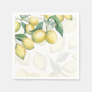 Serviette En Papier Branches de citron Blanc & Jaune Pays Parti rustiq