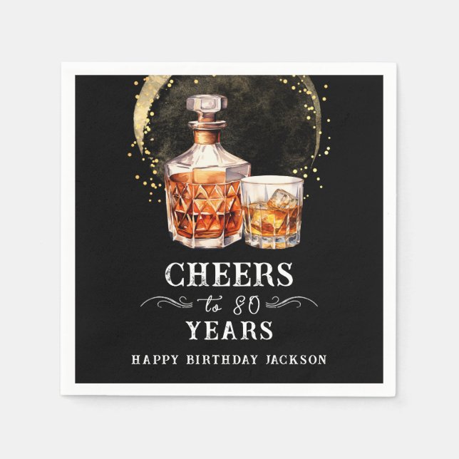 Serviette En Papier Bravo à 80 ans Whiskey (Devant)