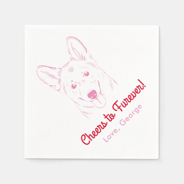 Serviette En Papier Bravo à Furever ! Napkins Mariage Corgi (Devant)