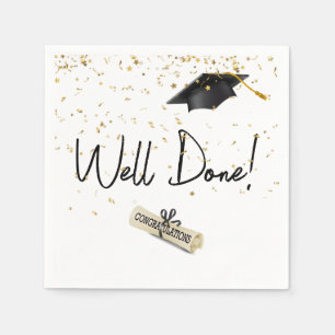 Serviette En Papier Bravo Confetti Or Graduation Avec Casquette Noir