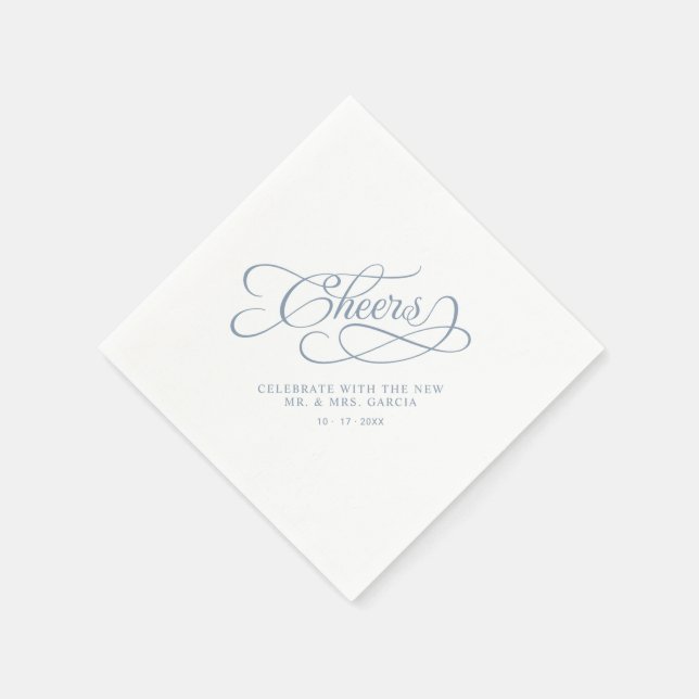 Serviette En Papier Bravo M. & Mme Mariage Calligraphie Dusty Blue (Coin)