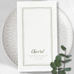 Serviette En Papier Bravo M. & Mme Olive Green Dîner Mariage moderne