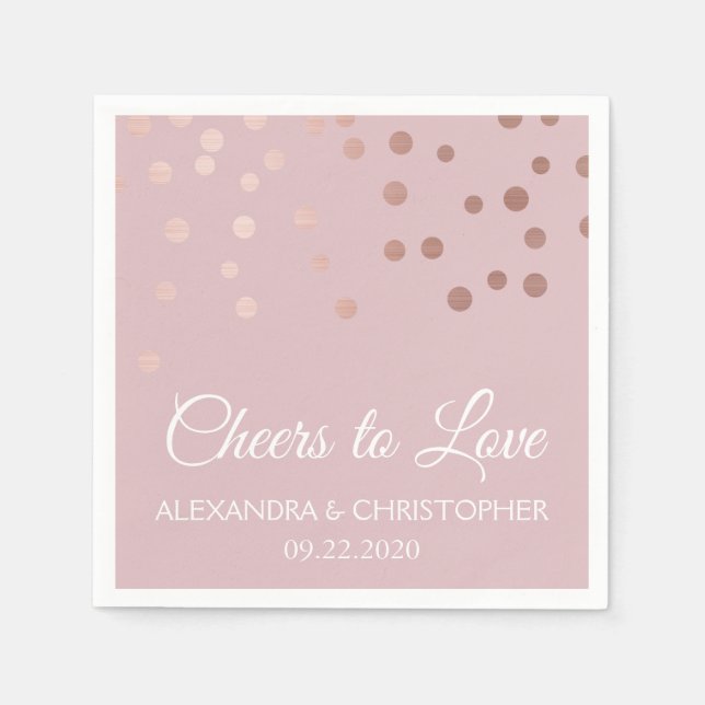 Serviette En Papier Bravo pour aimer Rose Gold Confetti Mariage (Devant)