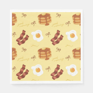 Serviette En Papier Breakfast Brunch Theme Bacon Eggs Pancakes Pattern