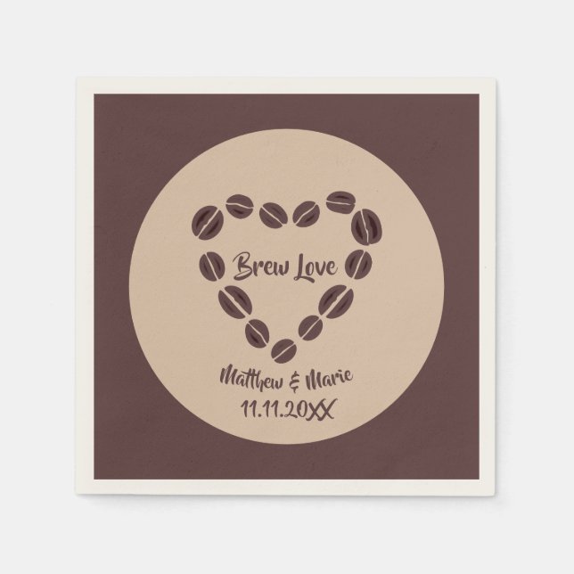 Serviette En Papier Brew Love Coffee Bean Heart (Devant)