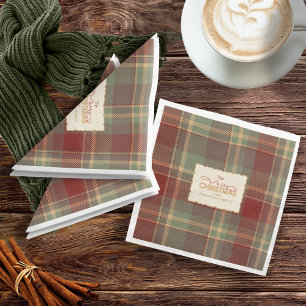 Serviette En Papier Brick rouge Tartan de Noël ID1141A
