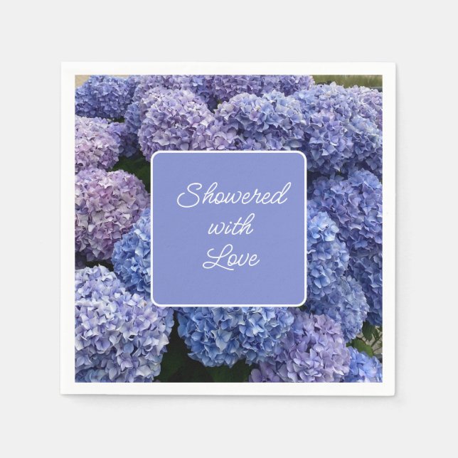 Serviette En Papier Bride, Baby shower serviettes violet, Blue Hydrang (Devant)