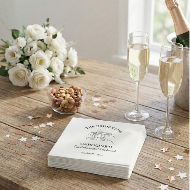 Serviette En Papier Bride Club Bachelorette Weekend Favor Cocktail  (Créateur téléchargé)