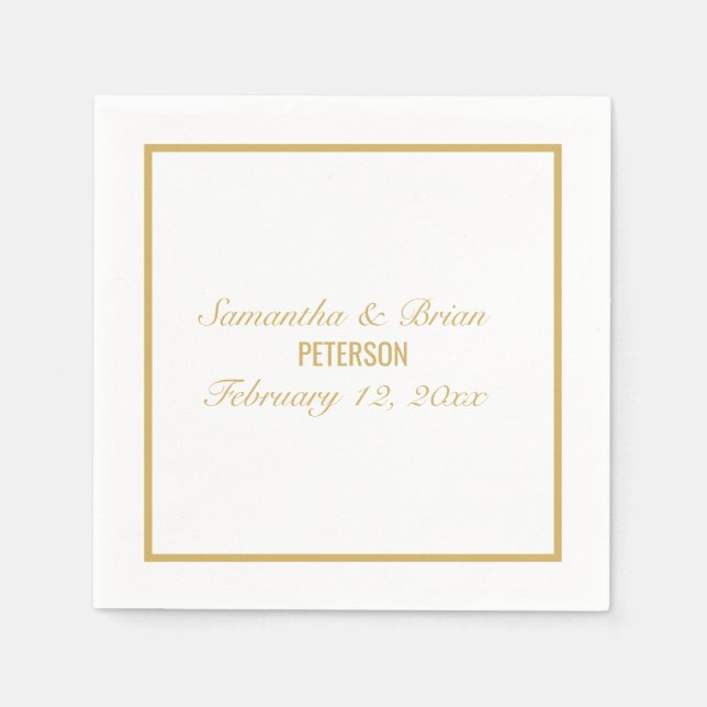 Serviette En Papier Bride et Groom élégant mariage en or (Devant)