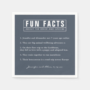 Serviette En Papier Bride et Groom Fun Facts Smoky Navy Blue Paper