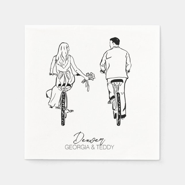 Serviette En Papier Bride et Groom on Bikes Mariage cocktail napkin (Devant)