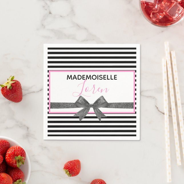 Serviette En Papier BRIDE Glam Parisienne Thème Couture Douche Party (En situation)