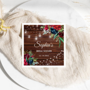 Serviette En Papier Bride Rustique Bois Bourgogne Lumières Florales