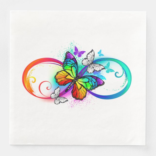 Serviette En Papier Bright infinity with rainbow butterfly (Devant)