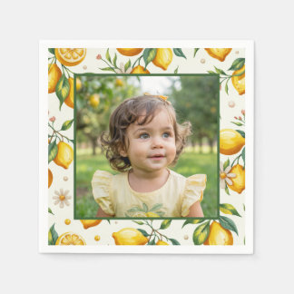 Serviette En Papier Bright Lemon Birthday Photo Yellow Citrus Party