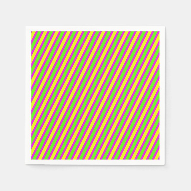 Serviette En Papier Bright Neon Stripes (Devant)