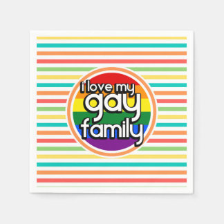 Serviette En Papier Bright Rainbow Stripes, famille gay