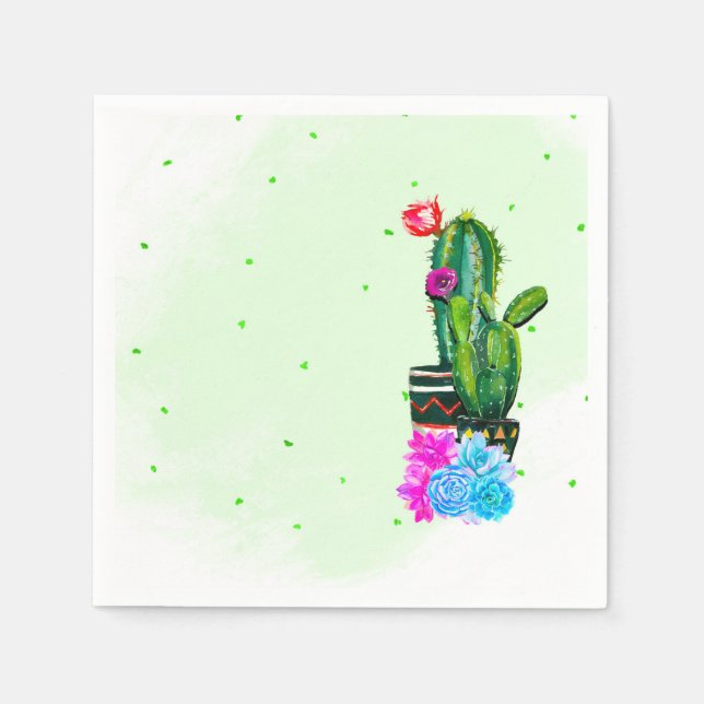 Serviette En Papier Bright Stripes Fiesta Succulents Cinco de Mayo (Devant)