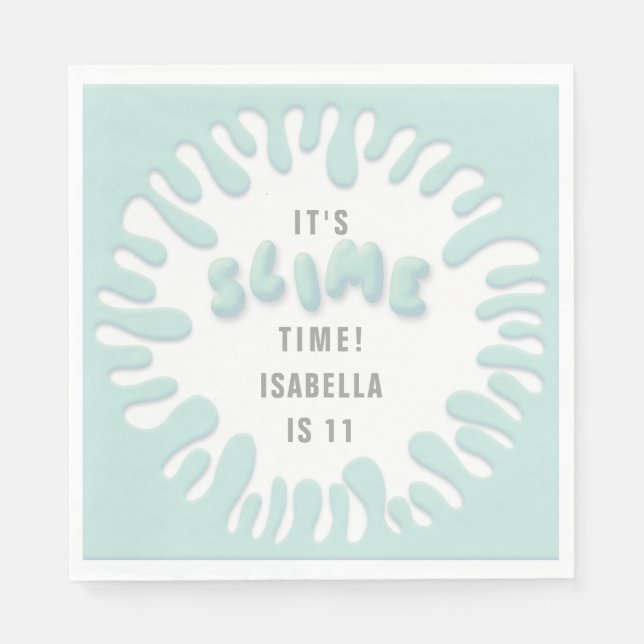 Serviette En Papier Bright turquoise bleu slime fête (Devant)