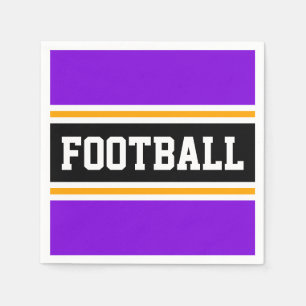 Serviette En Papier Bright violet noir blanc jaune rayures de FOOTBALL