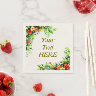 Serviette En Papier Bright Watercolor Floral Custom Cocktail Napkins