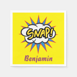 Serviette En Papier Bright Yellow Comic livre fun snap