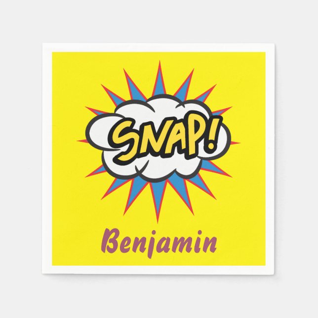 Serviette En Papier Bright Yellow Comic livre fun snap (Devant)