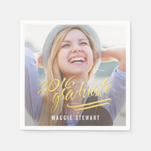 Serviette En Papier Brillant Moment Photo Graduation serviettes