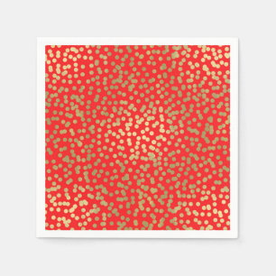 Serviette En Papier Brillant Pots Rouge & Or Confetti Élégant Glam